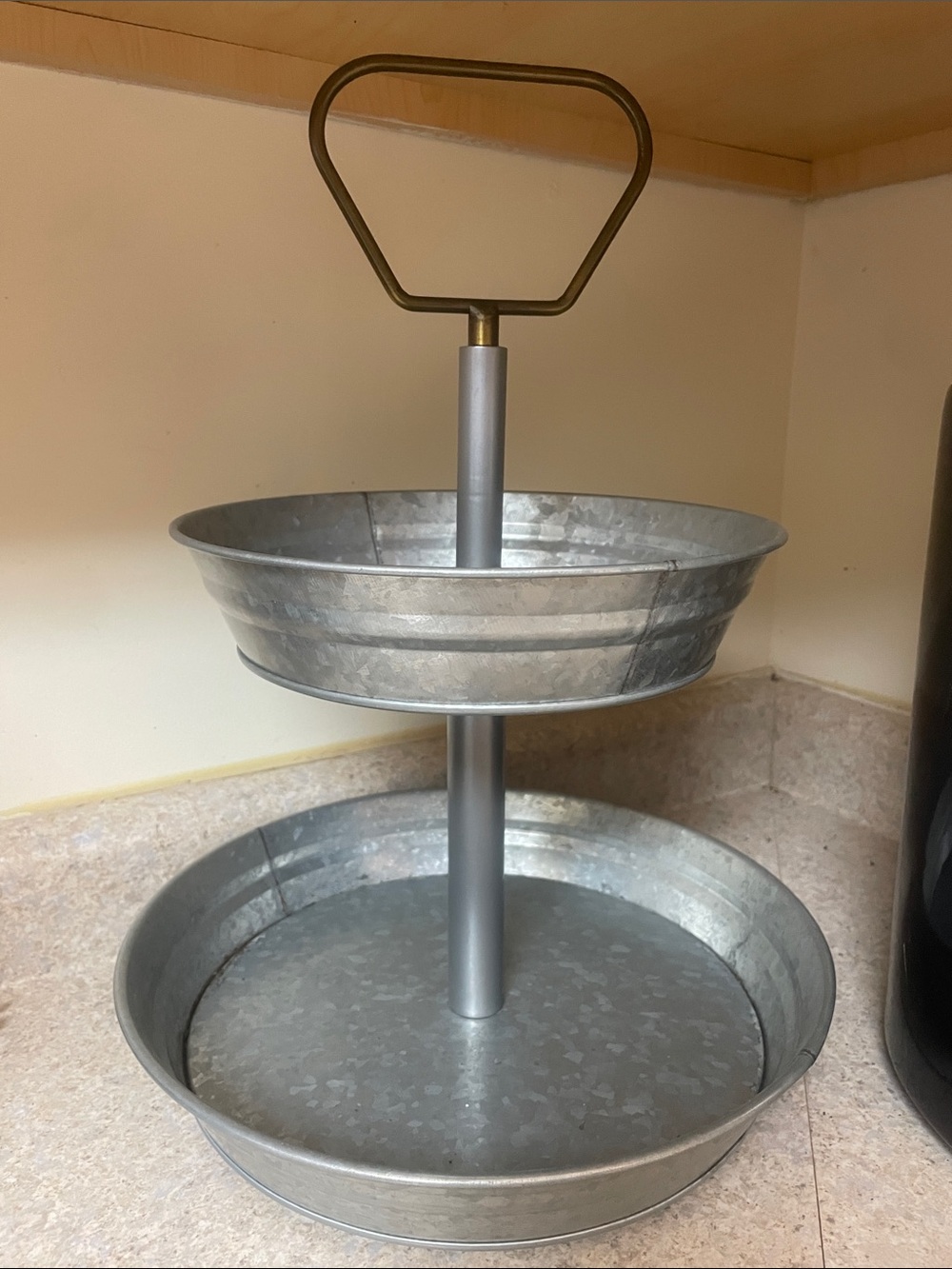 Galvanized 2-Tier Serving Stand - Silver